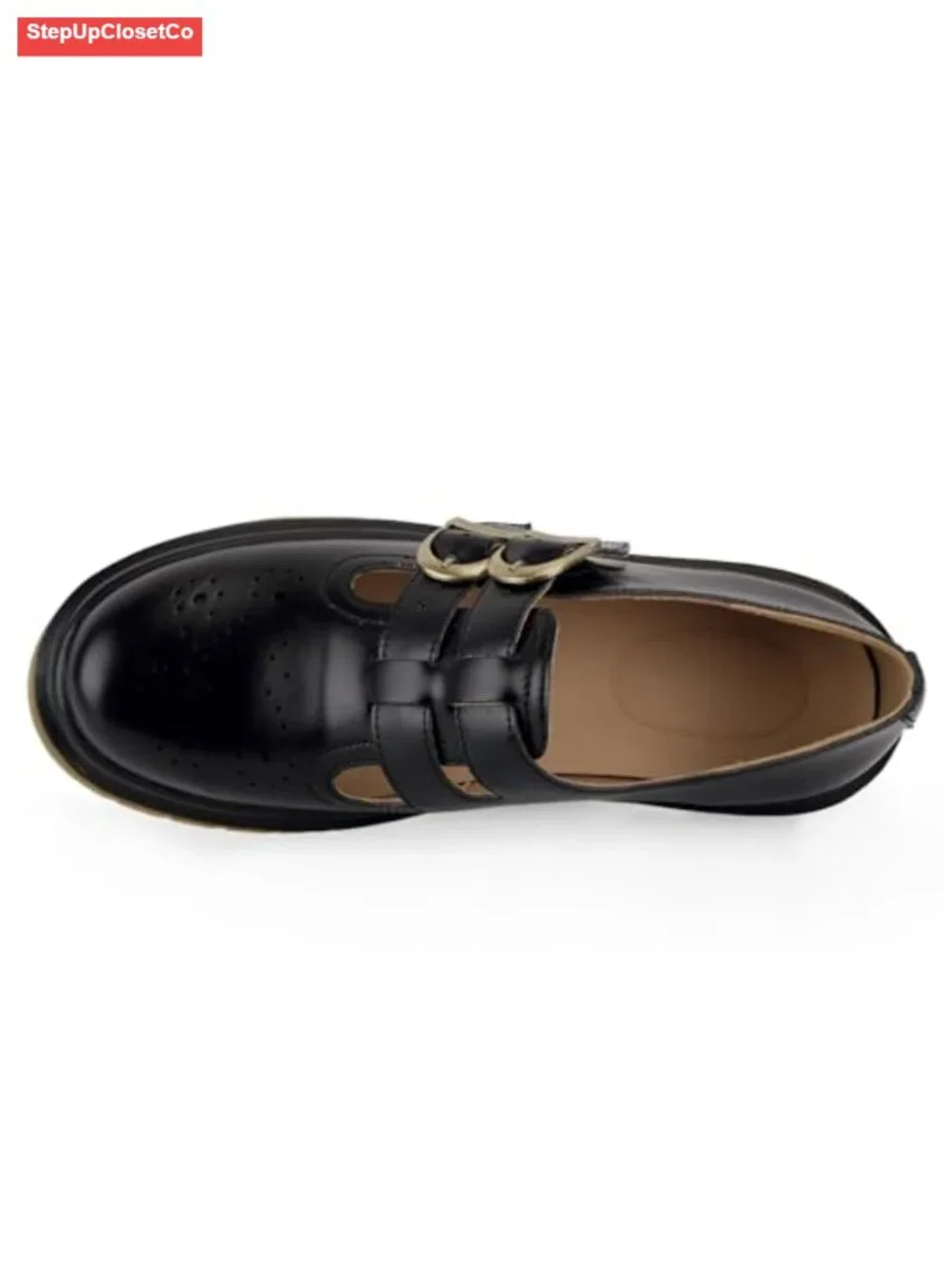 Chunky Platform Mary Janes with Double Straps 90s Vintage Style Round Toe